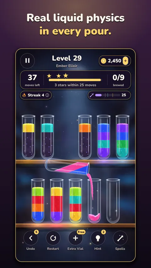 Pouring a glowing potion